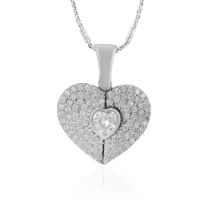 Gleaming Heart In Heart Rhodium Plated 925 Pendants