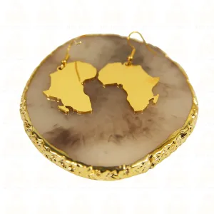Gold Africa Map Earrings – Premium Tarnish-Free Cultural Jewelry for Women