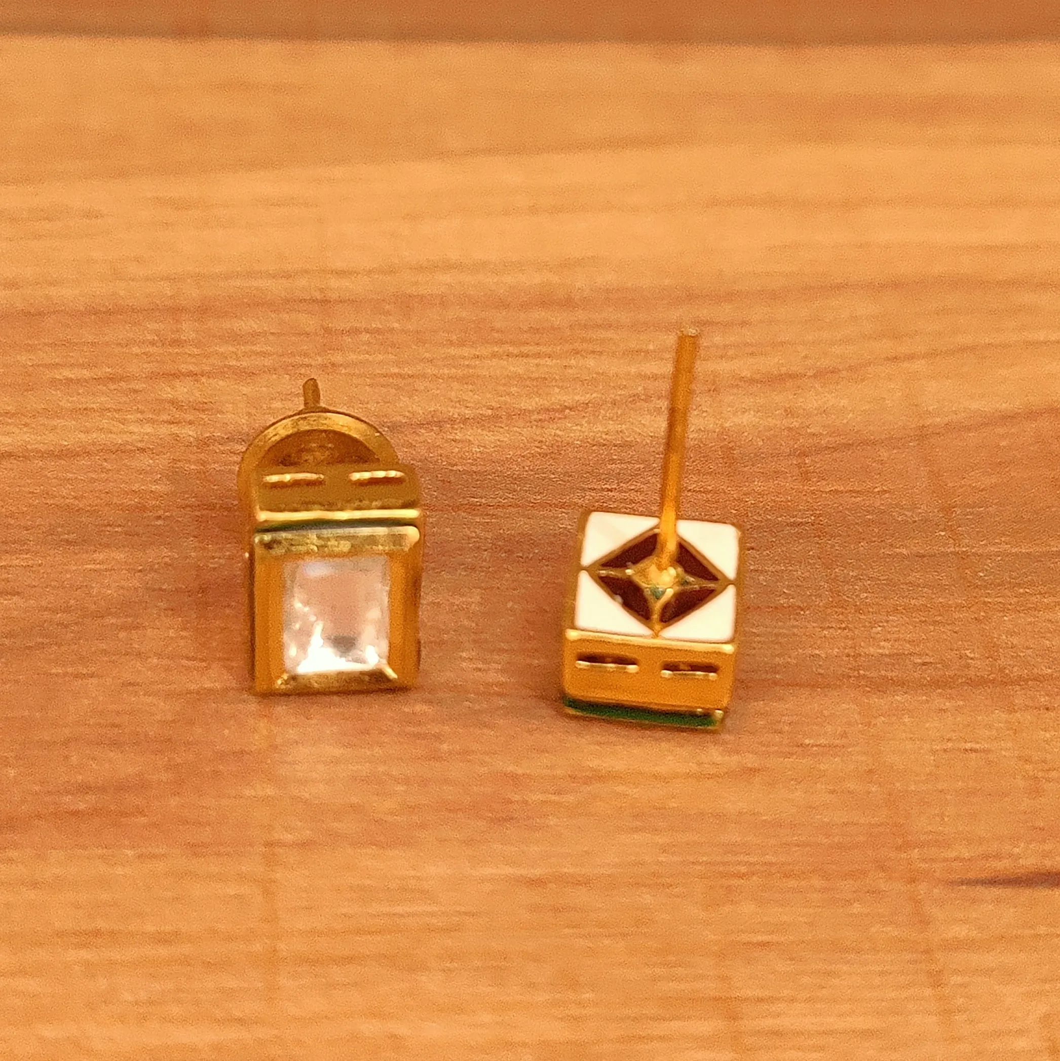 GOLD LOOK KUNDAN MEENAKARI RECTANGLE STUDS