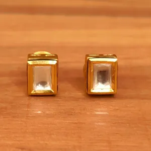 GOLD LOOK KUNDAN MEENAKARI RECTANGLE STUDS