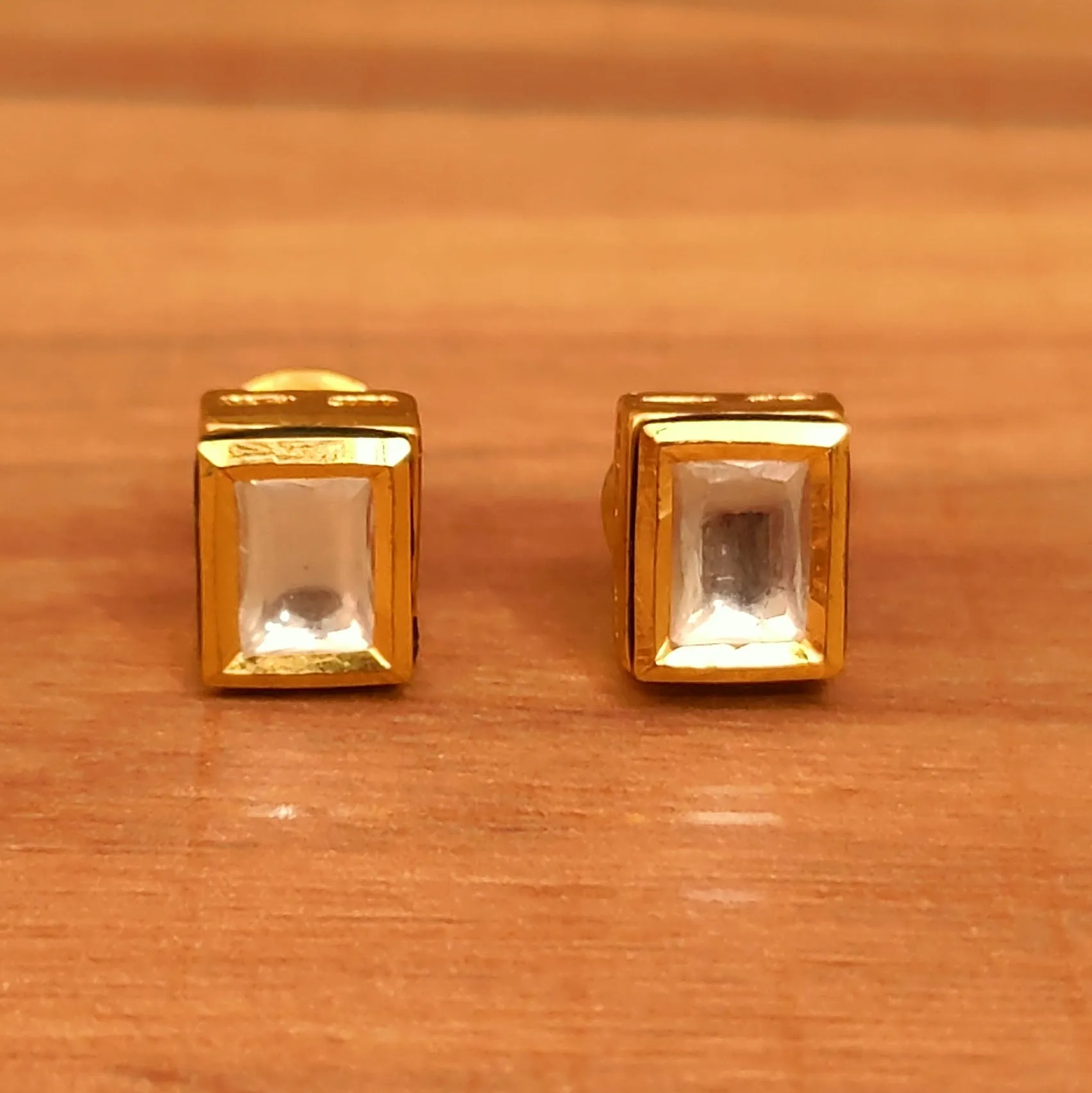 GOLD LOOK KUNDAN MEENAKARI RECTANGLE STUDS