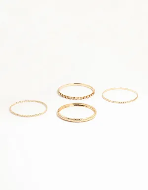 Gold Mixed Textured Bangles 4-Pack