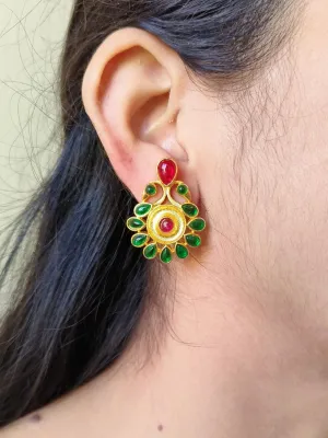 Gold-Plated Earrings with Stones and Tree Shape Design | Sarichka