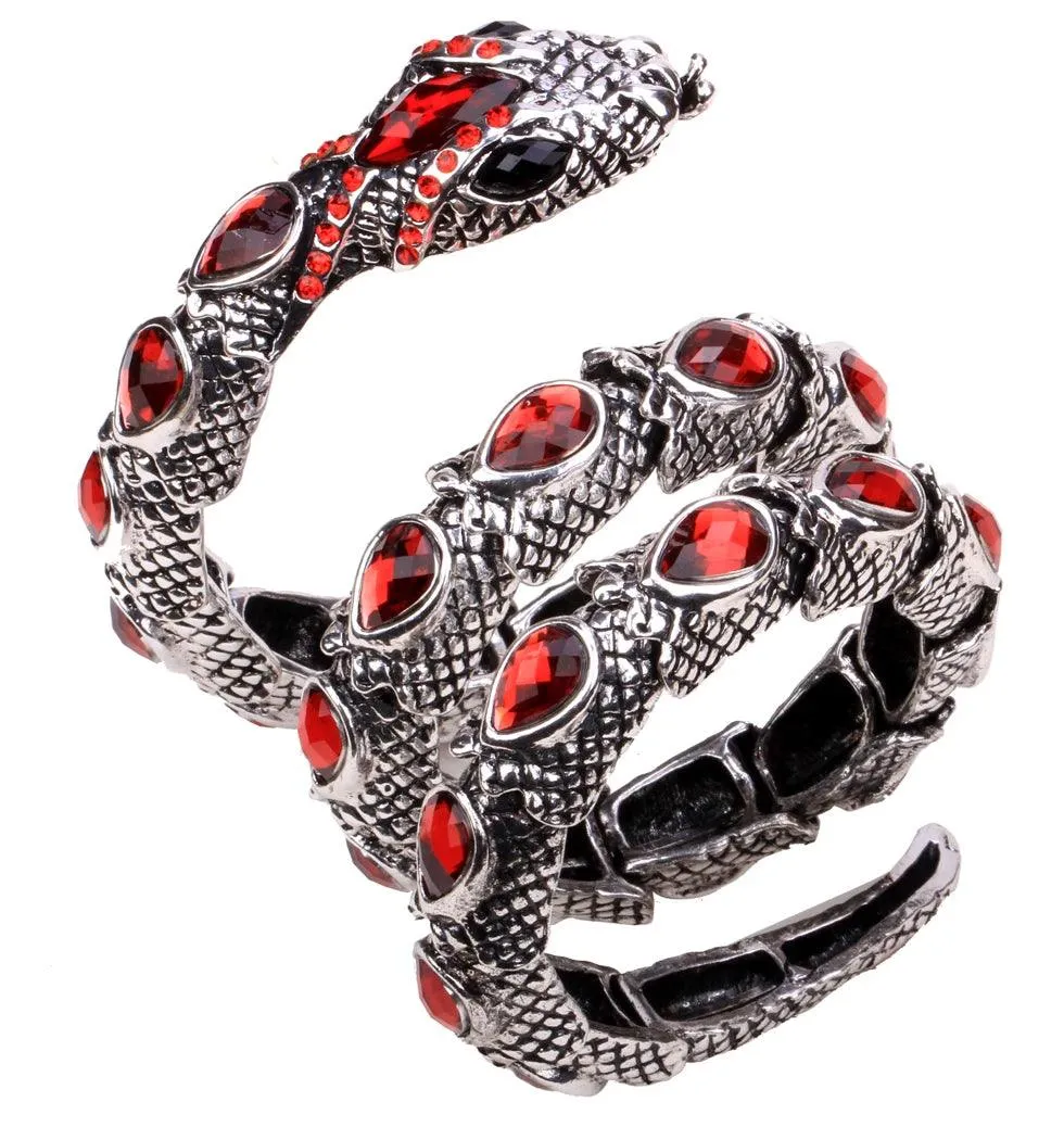 Gold Silver Colour Stretch Snake Armlet Upper Arm Cuff  Womens Bracelet - Punk Rock Crystal Bangle Jewellery