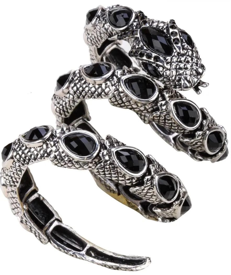 Gold Silver Colour Stretch Snake Armlet Upper Arm Cuff  Womens Bracelet - Punk Rock Crystal Bangle Jewellery