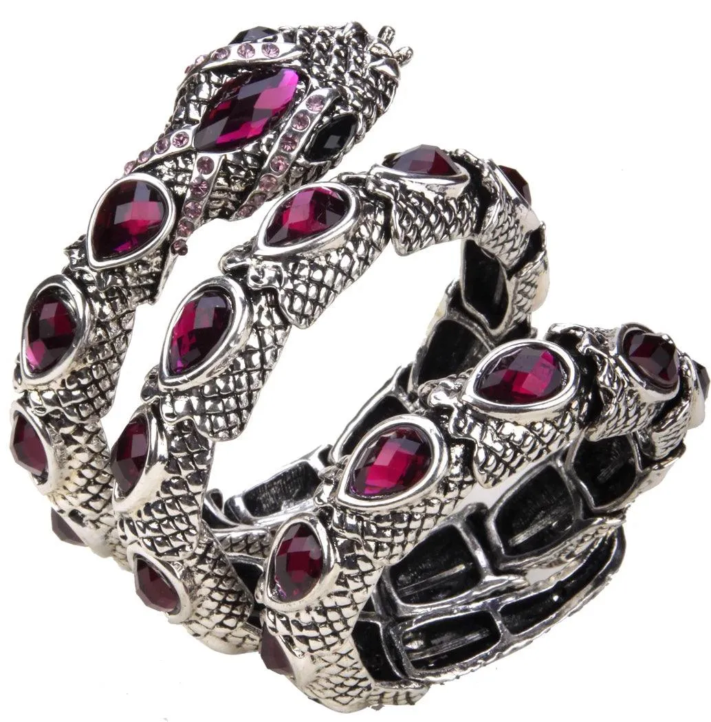 Gold Silver Colour Stretch Snake Armlet Upper Arm Cuff  Womens Bracelet - Punk Rock Crystal Bangle Jewellery