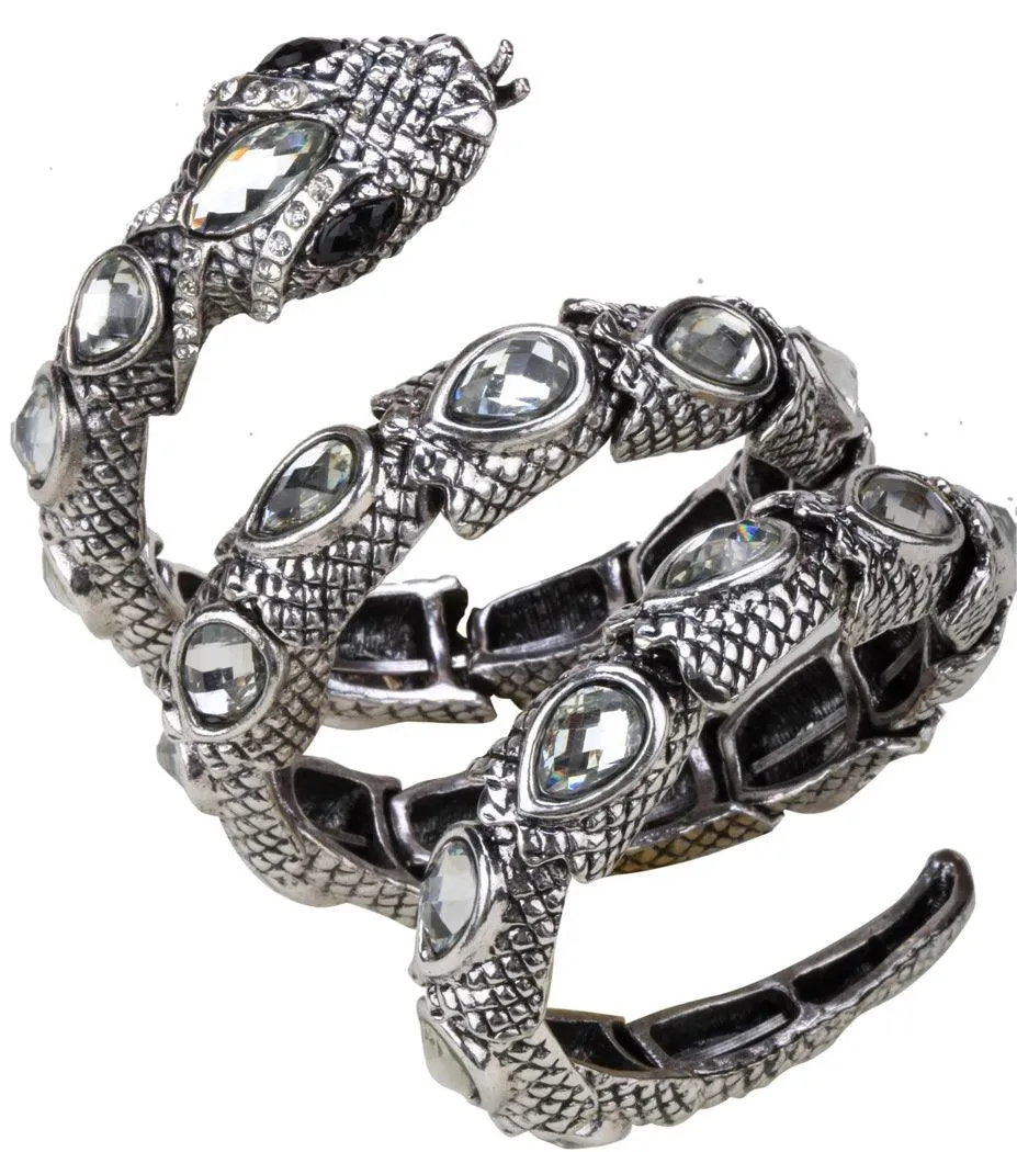 Gold Silver Colour Stretch Snake Armlet Upper Arm Cuff  Womens Bracelet - Punk Rock Crystal Bangle Jewellery