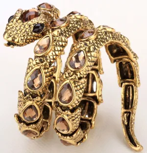 Gold Silver Colour Stretch Snake Armlet Upper Arm Cuff  Womens Bracelet - Punk Rock Crystal Bangle Jewellery