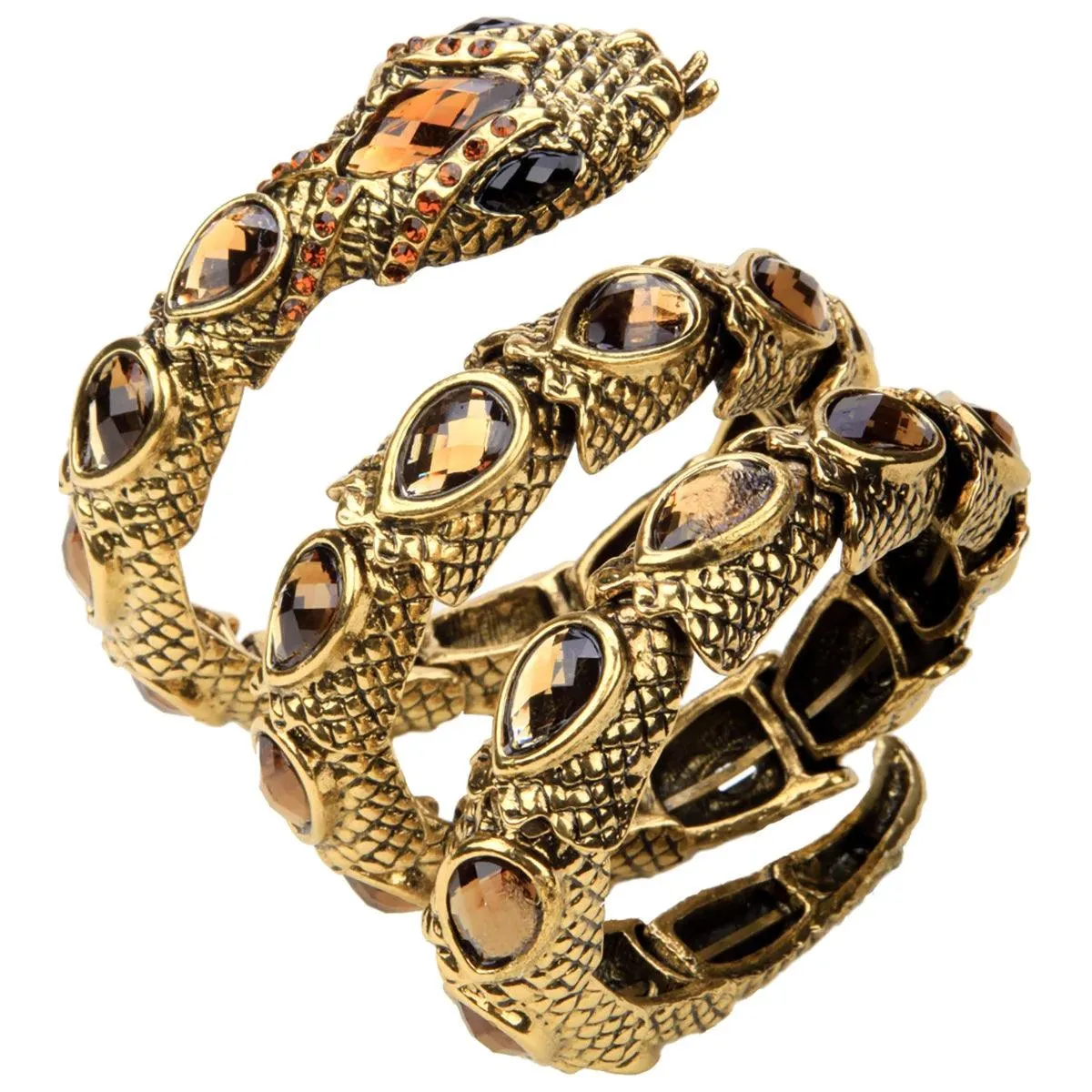 Gold Silver Colour Stretch Snake Armlet Upper Arm Cuff  Womens Bracelet - Punk Rock Crystal Bangle Jewellery