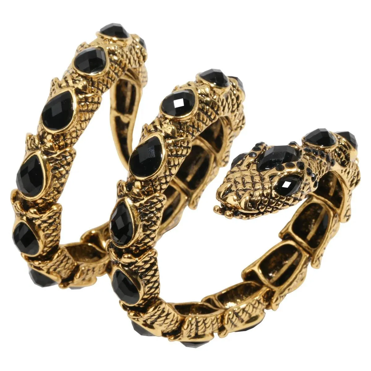 Gold Silver Colour Stretch Snake Armlet Upper Arm Cuff  Womens Bracelet - Punk Rock Crystal Bangle Jewellery