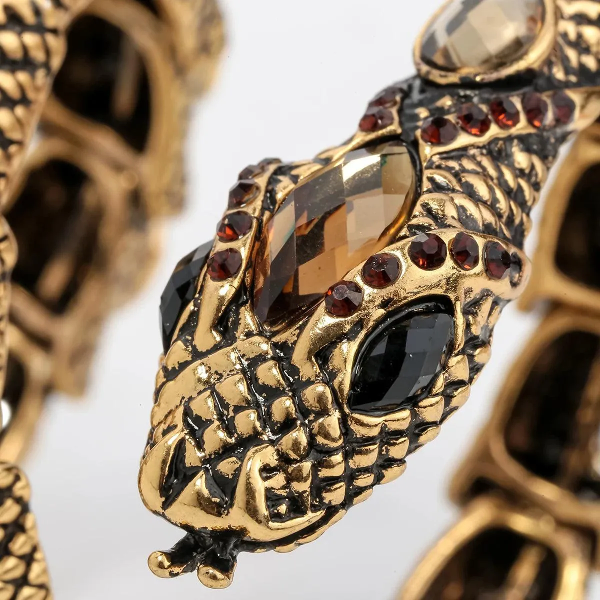 Gold Silver Colour Stretch Snake Armlet Upper Arm Cuff  Womens Bracelet - Punk Rock Crystal Bangle Jewellery