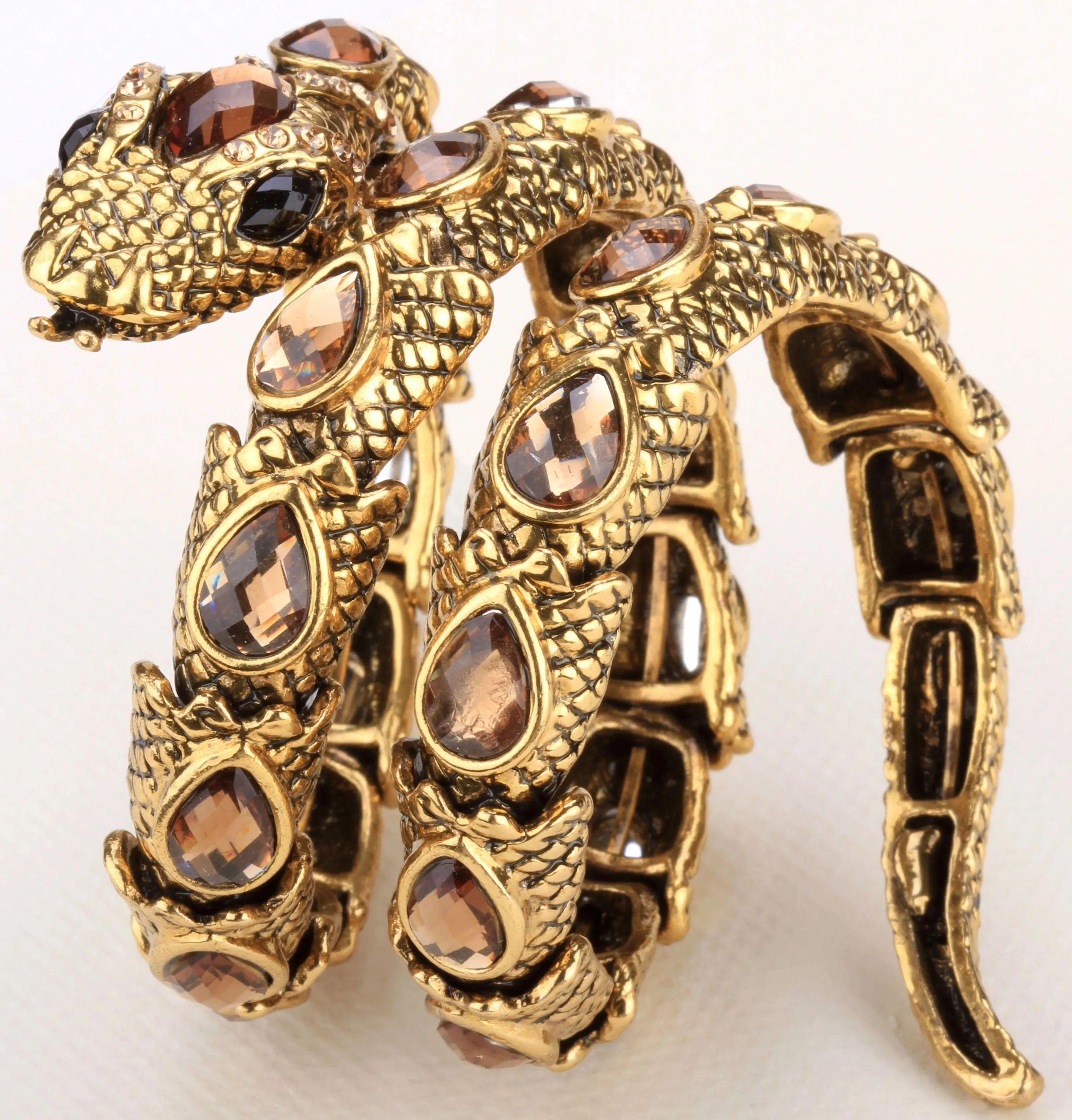 Gold Silver Colour Stretch Snake Armlet Upper Arm Cuff  Womens Bracelet - Punk Rock Crystal Bangle Jewellery