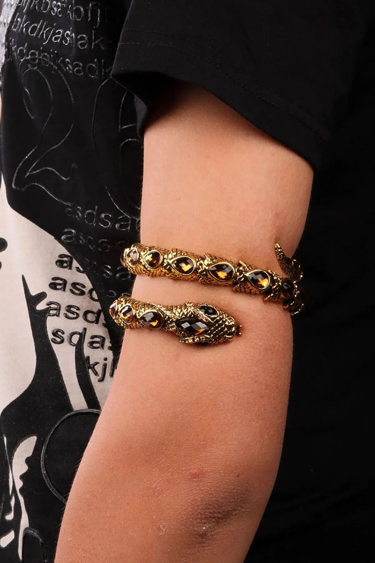 Gold Silver Colour Stretch Snake Armlet Upper Arm Cuff  Womens Bracelet - Punk Rock Crystal Bangle Jewellery