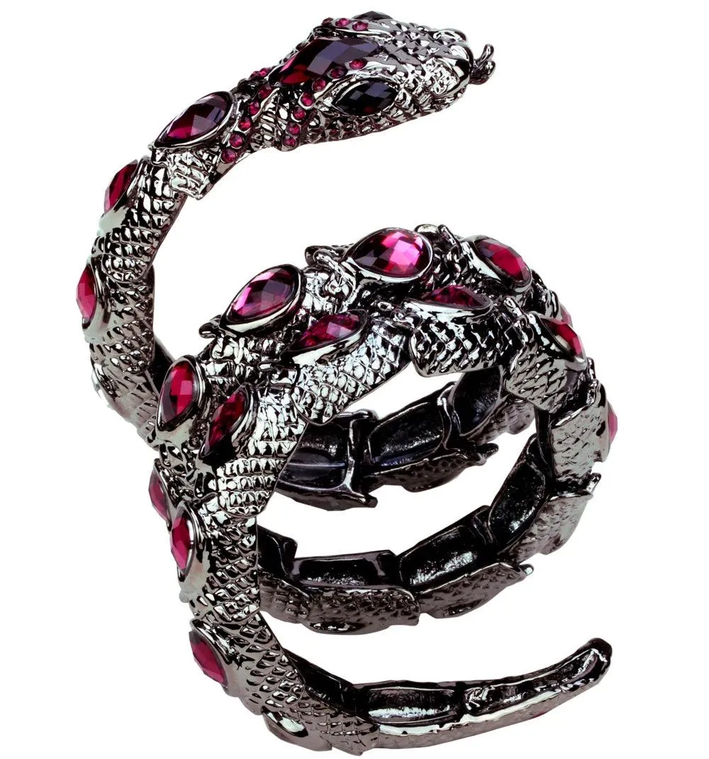 Gold Silver Colour Stretch Snake Armlet Upper Arm Cuff  Womens Bracelet - Punk Rock Crystal Bangle Jewellery