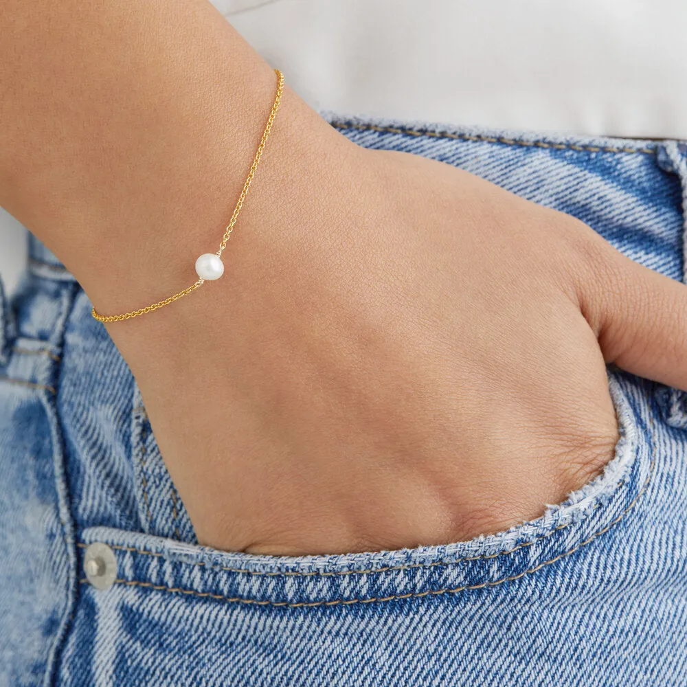 Gold Single Pearl Bracelet