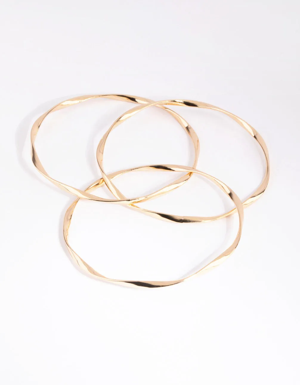 Gold Thin Wavy Bangle Pack
