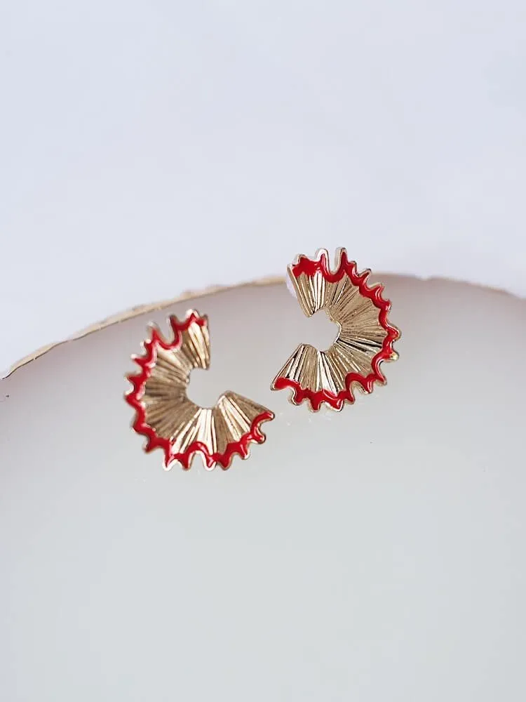 Golden Pencil Scraps Artistic Stud earrings