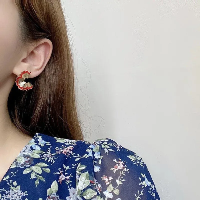 Golden Pencil Scraps Artistic Stud earrings