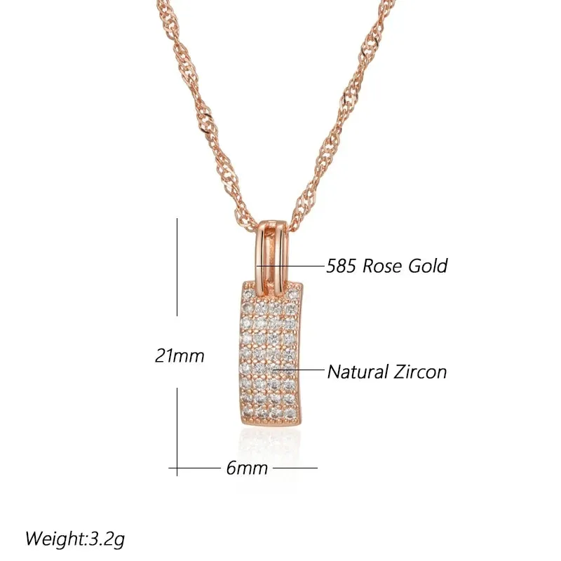 Gorgeous 14K Filled Rose Gold Gorgeous AAA Zircon Diamonds Square Pendant And Necklace - Simple Fine  Jewellery