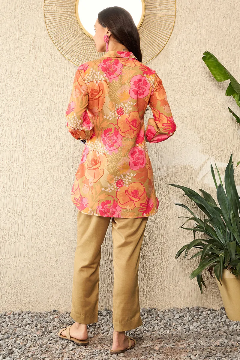 Green Rayon Blend Floral Printed Co-Ord Sets VCORD1074