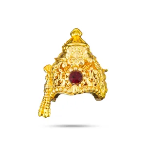 Half Crown - 0.75 x 0.5 Inches | Gold Polish Half Turban/ Half Kiridam/ Single Stone Half Kireedam for Deity