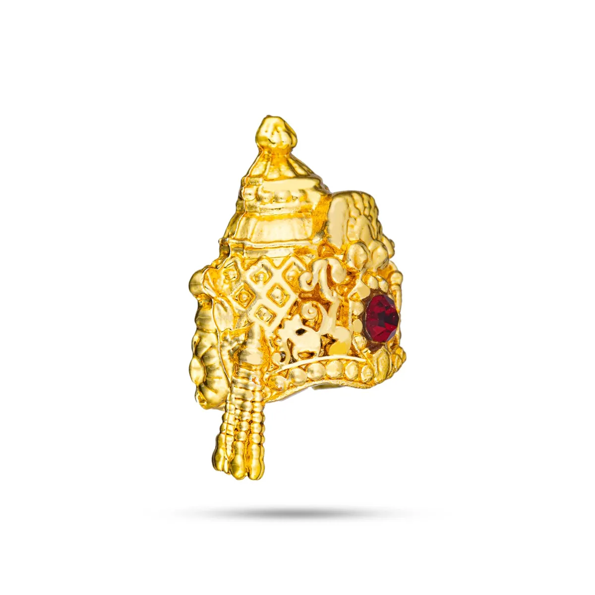 Half Crown - 0.75 x 0.5 Inches | Gold Polish Half Turban/ Half Kiridam/ Single Stone Half Kireedam for Deity