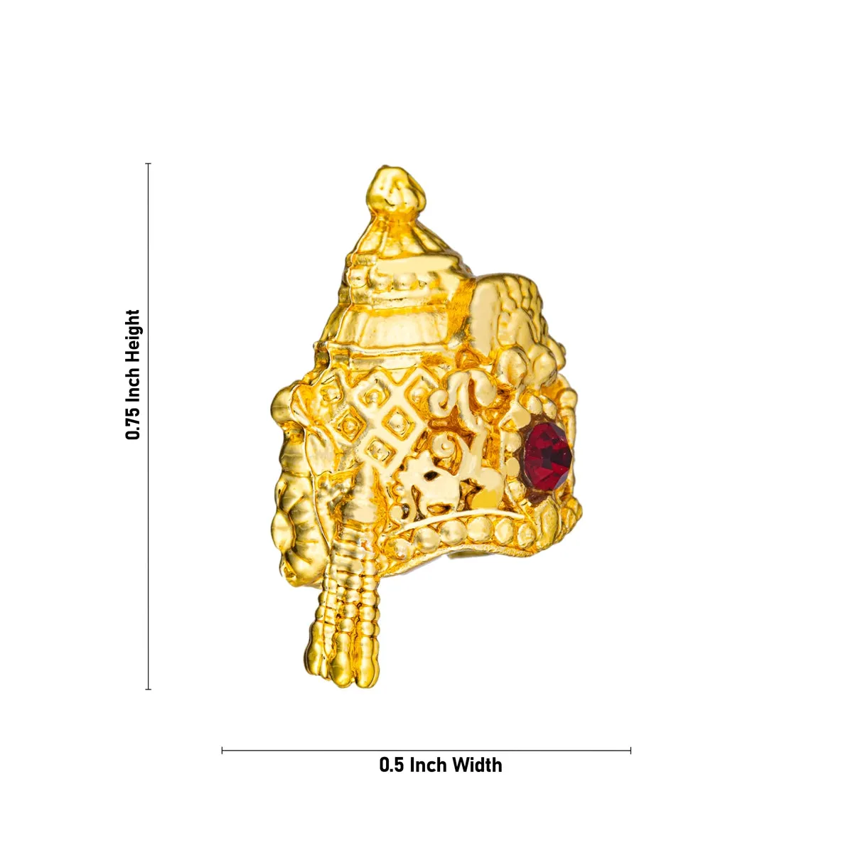 Half Crown - 0.75 x 0.5 Inches | Gold Polish Half Turban/ Half Kiridam/ Single Stone Half Kireedam for Deity