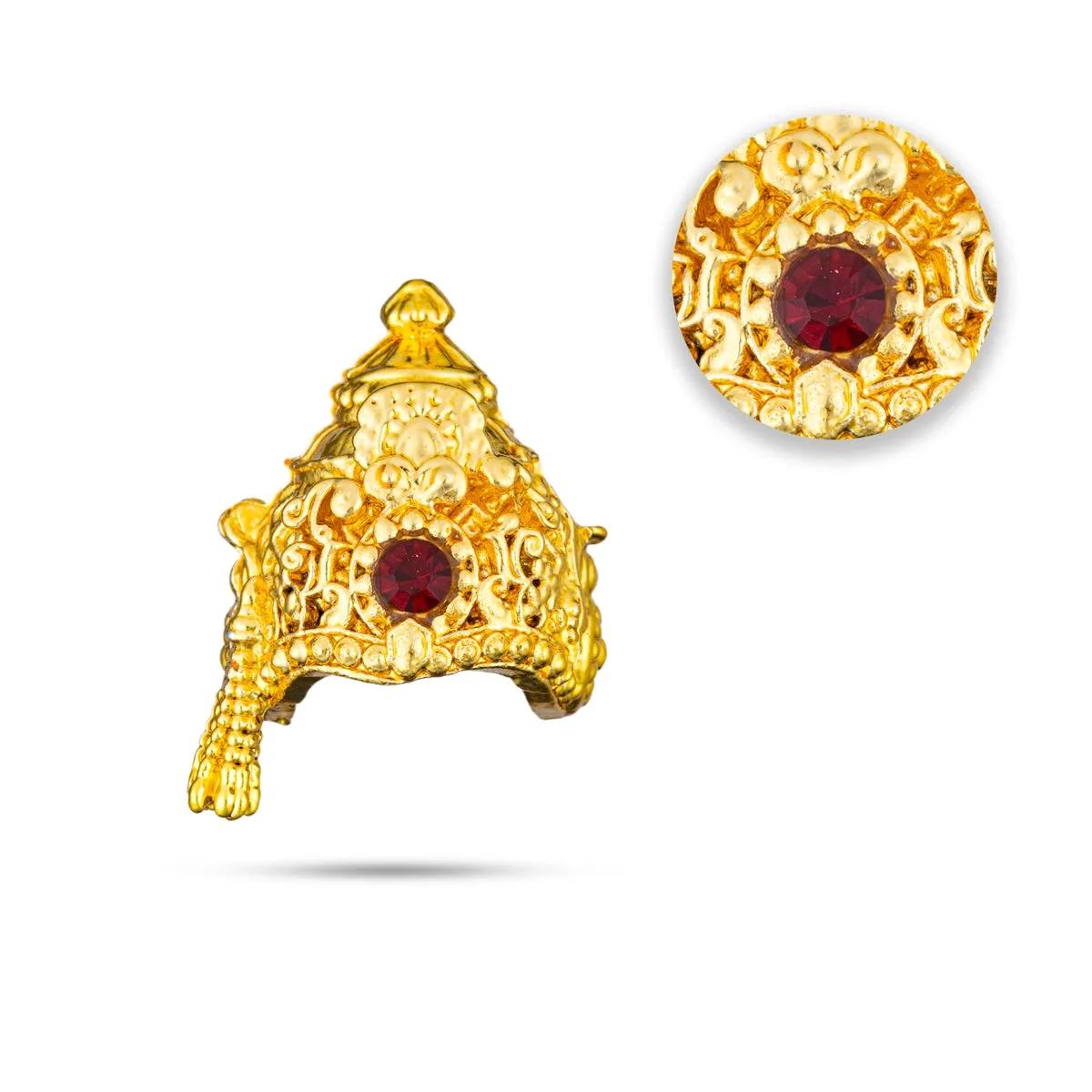Half Crown - 0.75 x 0.5 Inches | Gold Polish Half Turban/ Half Kiridam/ Single Stone Half Kireedam for Deity