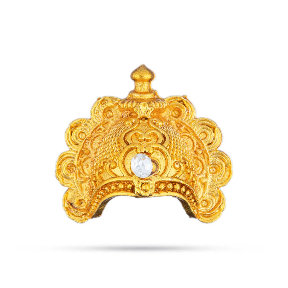 Half Crown - 1 x 0.75 Inches | Gold Polish Half Kireedam/ Half Kiridam/ Single Stone Half Mukut for Deity