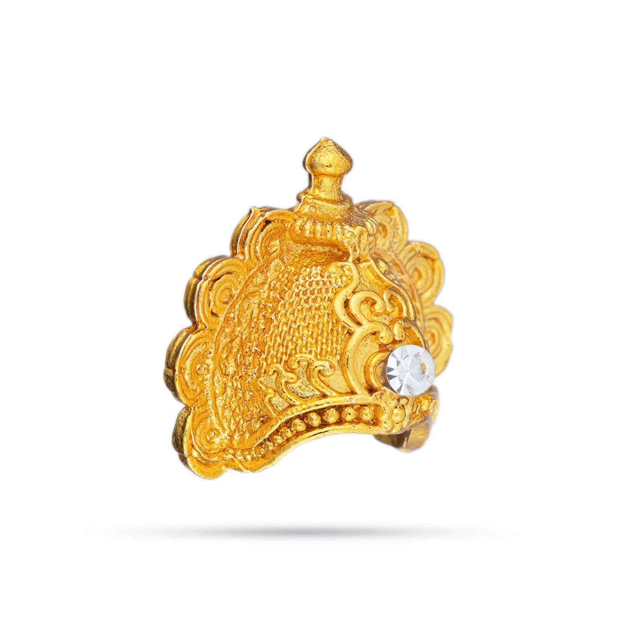 Half Crown - 1 x 0.75 Inches | Gold Polish Half Kireedam/ Half Kiridam/ Single Stone Half Mukut for Deity