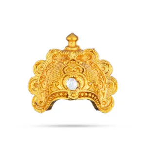 Half Crown - 1 x 0.75 Inches | Gold Polish Half Kireedam/ Half Kiridam/ Single Stone Half Mukut for Deity
