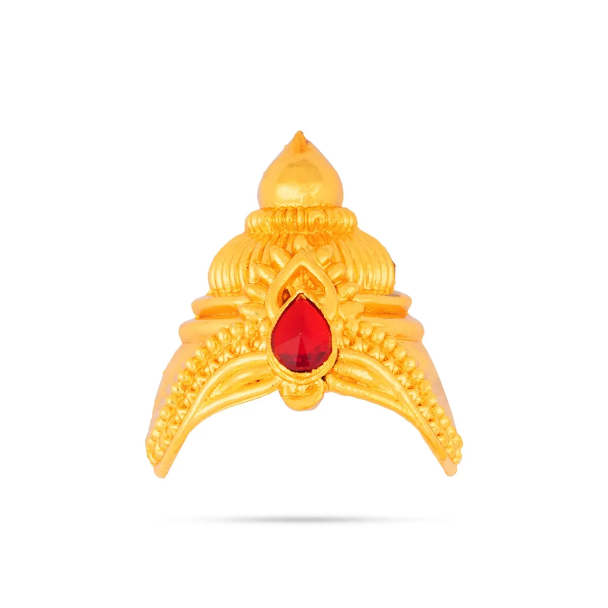 Half Crown - 2.5 x 2.5 Inches | Gold Polish Half Turban/ Single Stone Half Kiridam/ Half Mukut for Deity