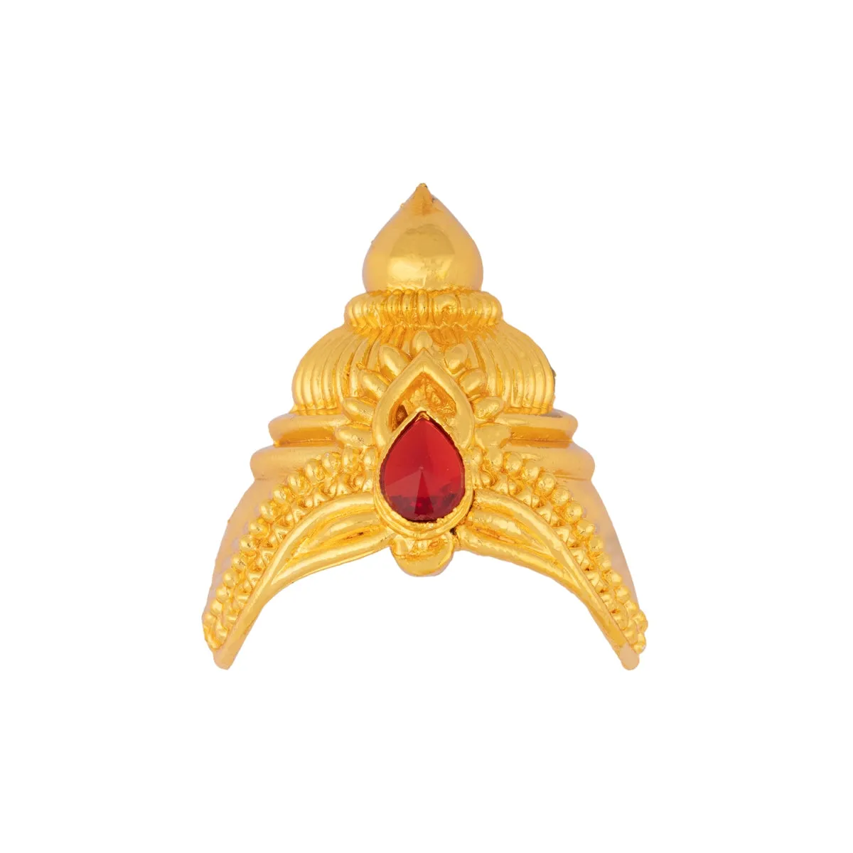 Half Crown - 2.5 x 2.5 Inches | Gold Polish Half Turban/ Single Stone Half Kiridam/ Half Mukut for Deity