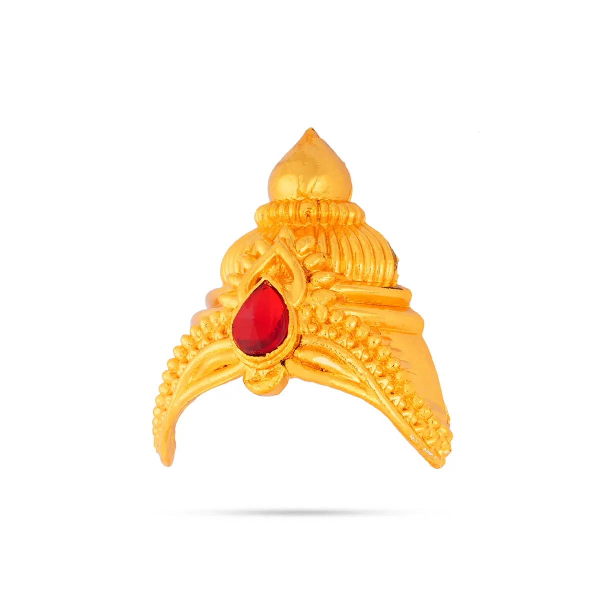 Half Crown - 2.5 x 2.5 Inches | Gold Polish Half Turban/ Single Stone Half Kiridam/ Half Mukut for Deity