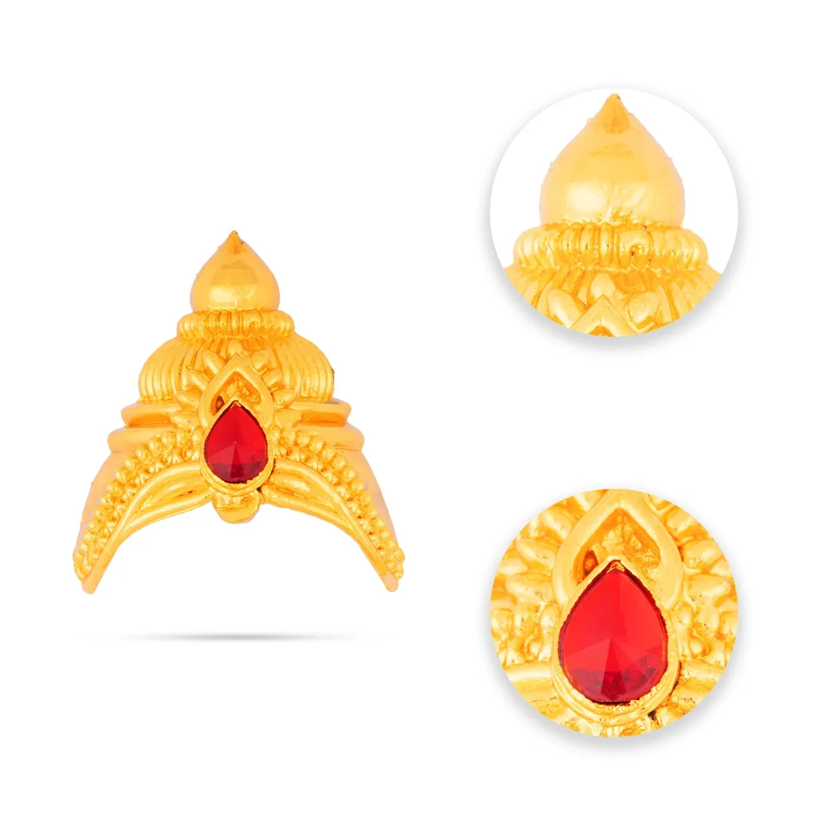 Half Crown - 2.5 x 2.5 Inches | Gold Polish Half Turban/ Single Stone Half Kiridam/ Half Mukut for Deity