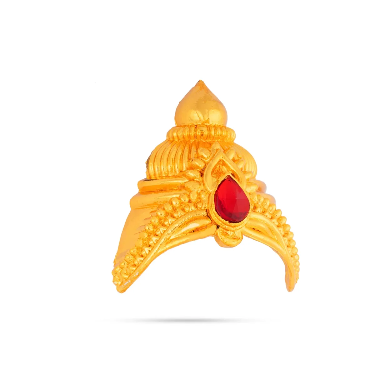 Half Crown - 2.5 x 2.5 Inches | Gold Polish Half Turban/ Single Stone Half Kiridam/ Half Mukut for Deity