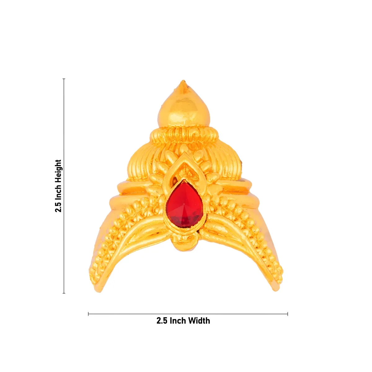 Half Crown - 2.5 x 2.5 Inches | Gold Polish Half Turban/ Single Stone Half Kiridam/ Half Mukut for Deity
