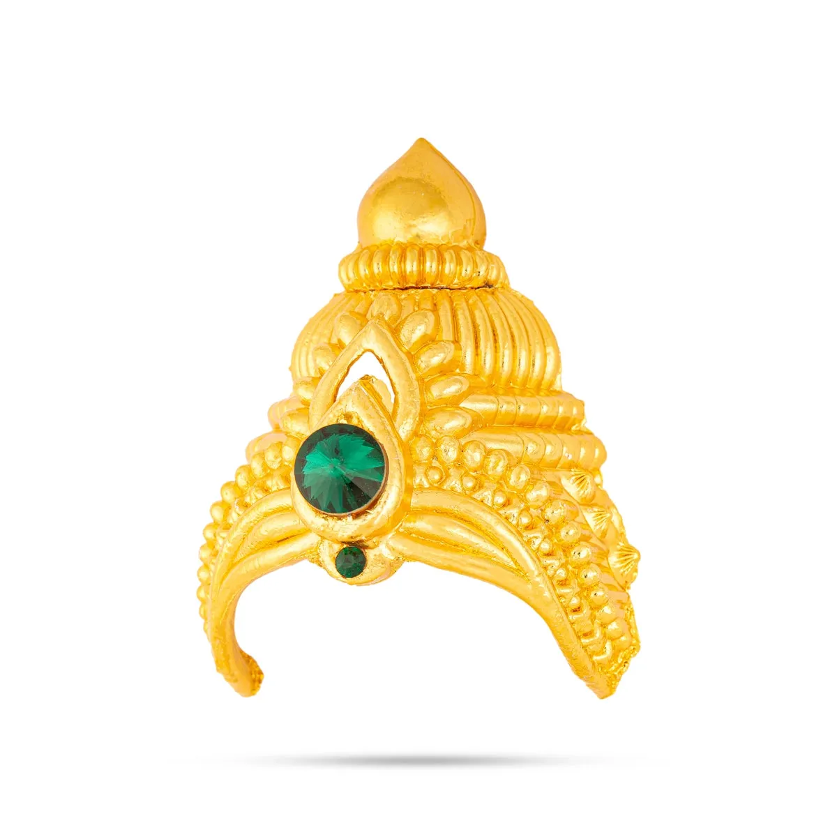 Half Crown - 3.5 x 2.5 Inches | Gold Polish Half Kiridam/ Half Kireedam/ Single Stone Half Mukut for Deity
