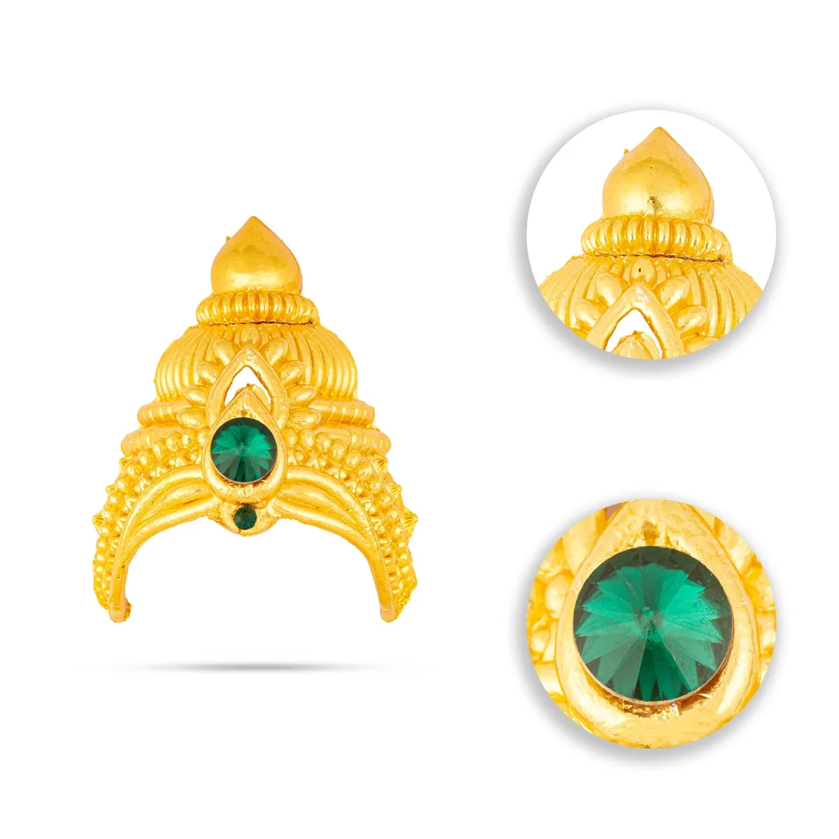 Half Crown - 3.5 x 2.5 Inches | Gold Polish Half Kiridam/ Half Kireedam/ Single Stone Half Mukut for Deity