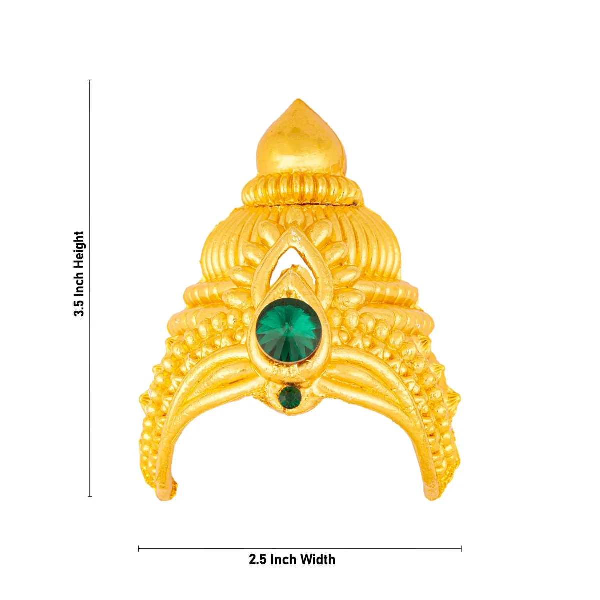 Half Crown - 3.5 x 2.5 Inches | Gold Polish Half Kiridam/ Half Kireedam/ Single Stone Half Mukut for Deity