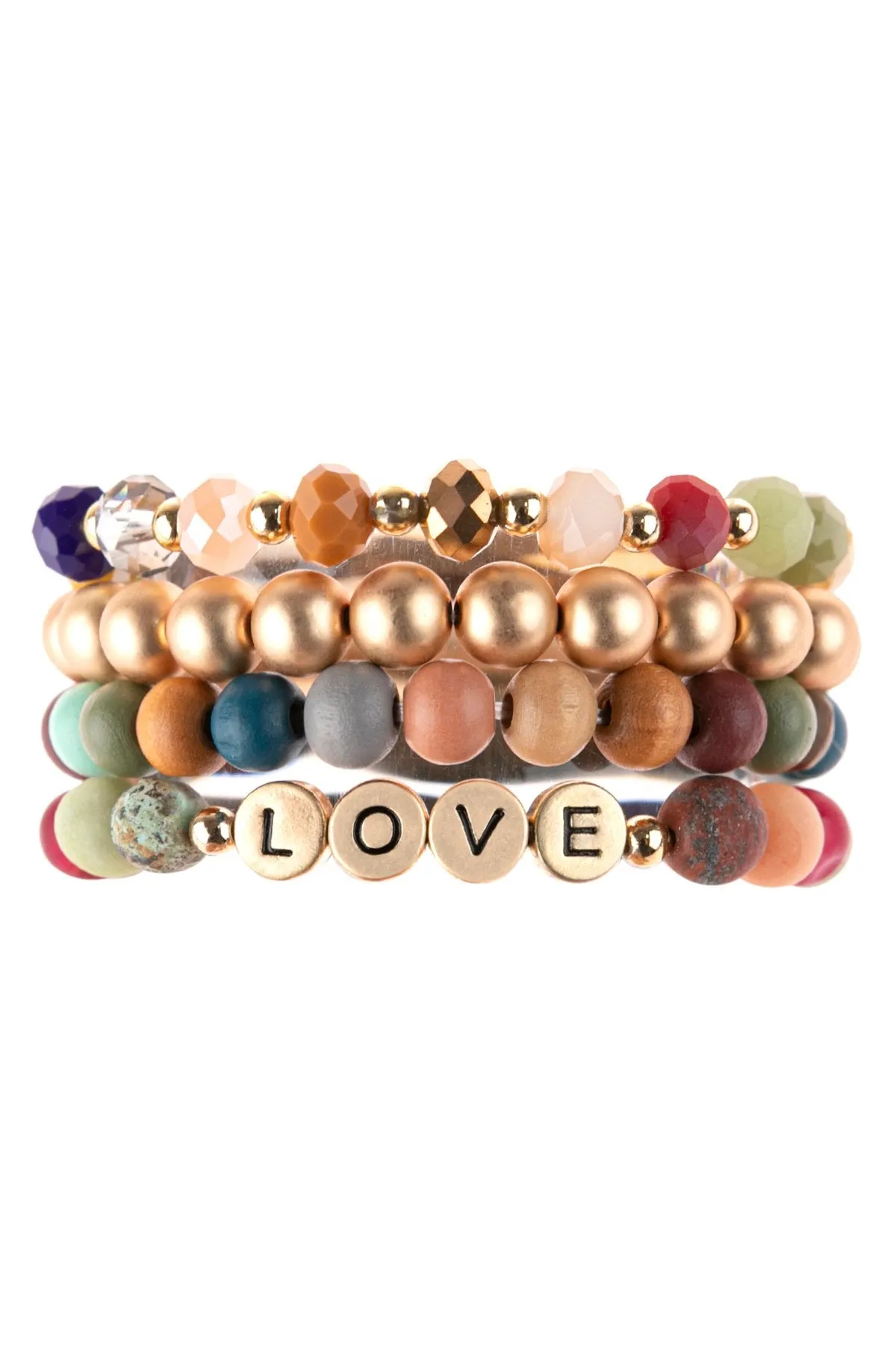 Hdb3027 - "Love" Charm Multiline Beaded Bracelet
