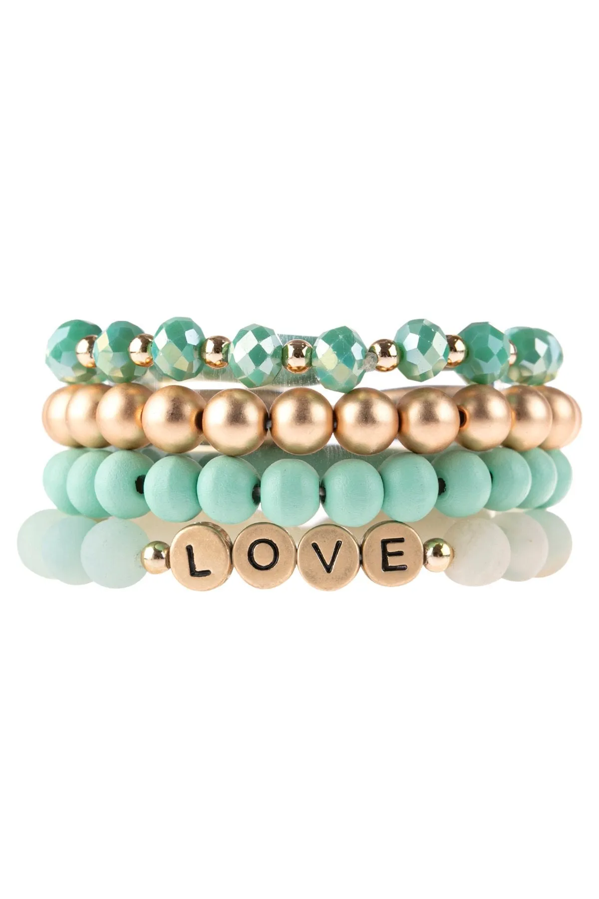 Hdb3027 - "Love" Charm Multiline Beaded Bracelet