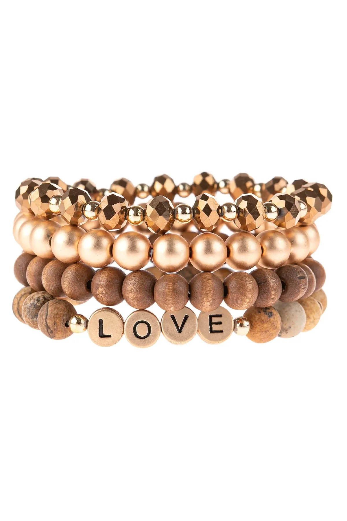 Hdb3027 - "Love" Charm Multiline Beaded Bracelet