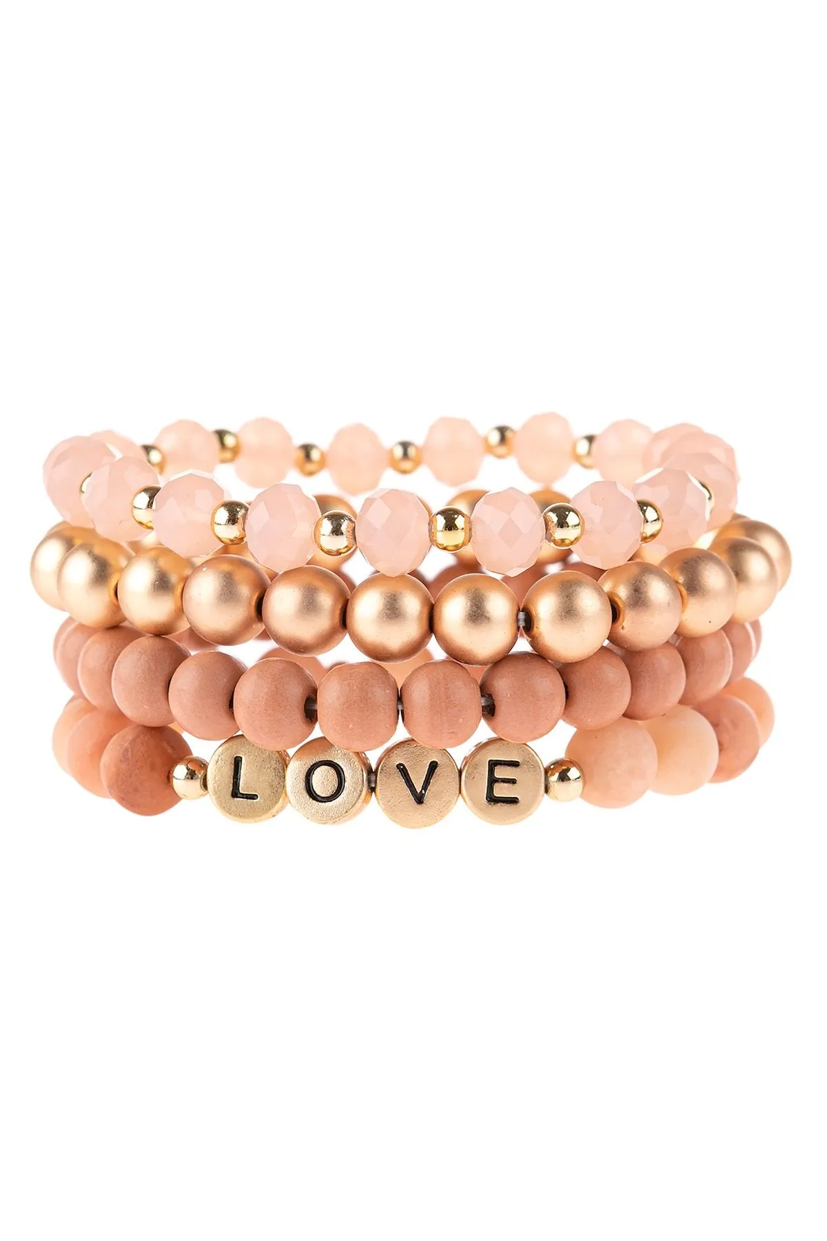 Hdb3027 - "Love" Charm Multiline Beaded Bracelet