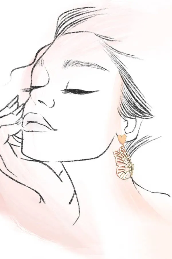 Heart Butterfly Earring | Gold