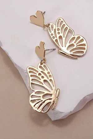 Heart Butterfly Earring | Gold