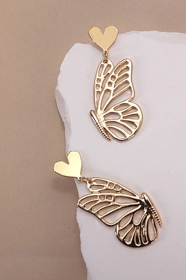 Heart Butterfly Earring | Gold