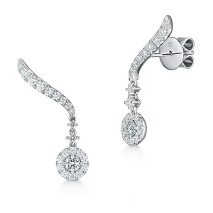 HEARTS ON FIRE "VELA" 18CT WHITE GOLD ROUND BRILLIANT CUT DIAMOND DROP EARRING
