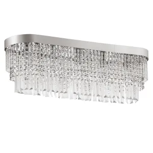 HOMCOMModern Chandeliers Round Rectangular Pendant Ceiling Light Linear Hanging LightingWith Steel Base for Restaurant Kitchen Dining Room Silver
