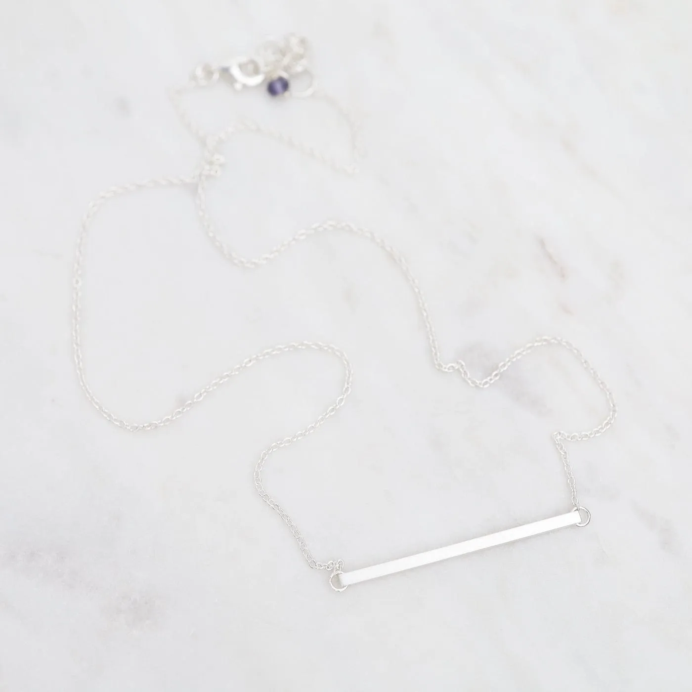 Horizontal Bar Necklace - Brushed Sterling Silver
